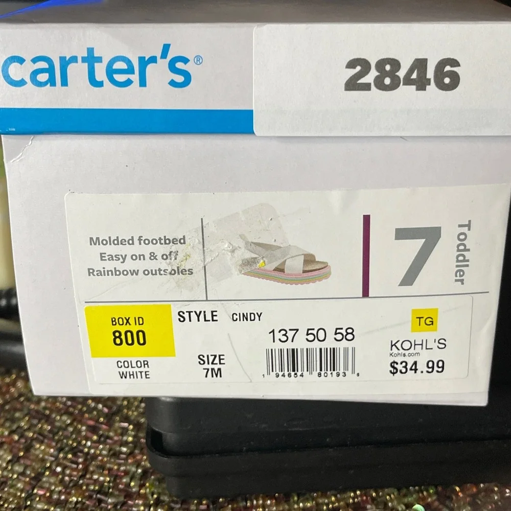 Carters Cindy Toddler Girls Rainbow Platform Sandals White Multi CS22L05B Size 7